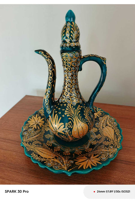 Sema ceramic handmade 25 cm gold-plated delicate ceramic vase - MALLTURK