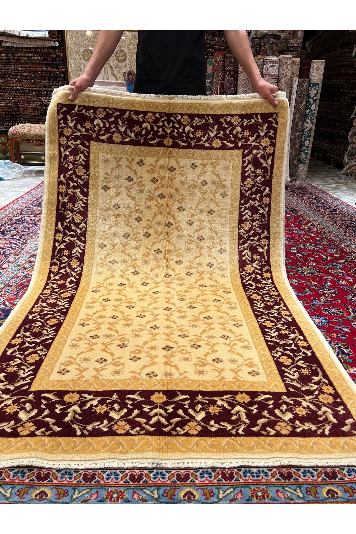 RD RAMAZAN DAG Hand Rug Art Hand-Woven Usak Rug Size 180x120 - MALLTURK
