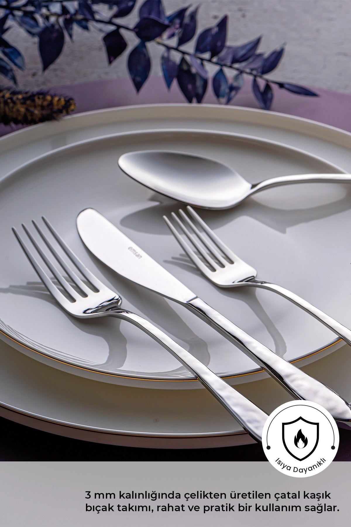 Emsan akasya 24 Piece 6 Place Setting Boxed Flatware Set - MALLTURK
