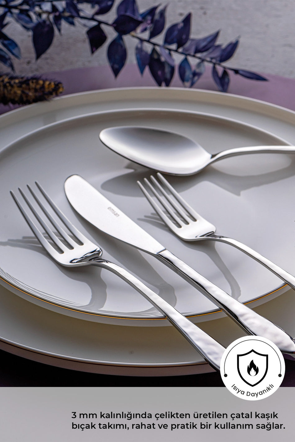 Emsan akasya 24 Piece 6 Place Setting Boxed Flatware Set - MALLTURK