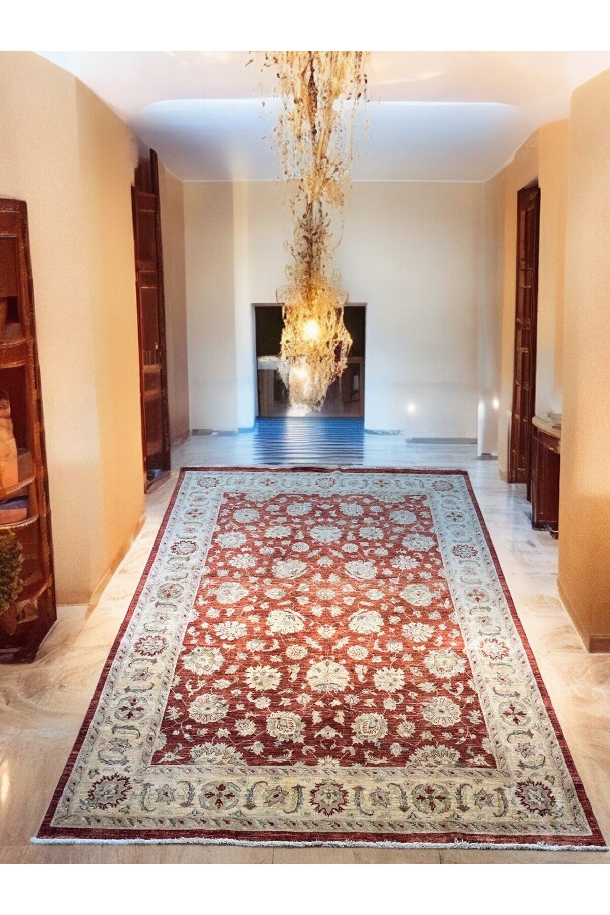 SIRVAN Rug Hand-Woven AFGAN Usak Rug - 303x213 - MALLTURK