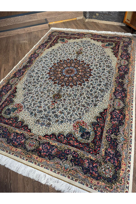 Rustikev Iranian Silk Peacock Rug