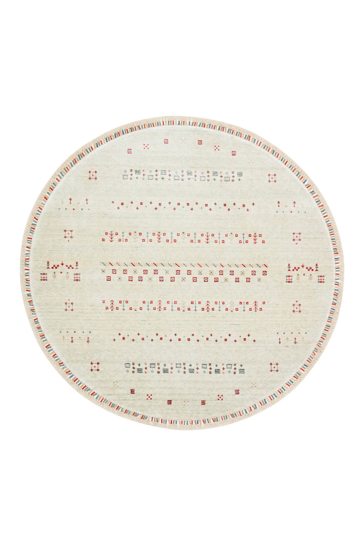 Eko Hali Zara ZR 06 Beige Round Carpet, a special loom carpet shaped by the intensive hand labor of women from Usak. - MALLTURK