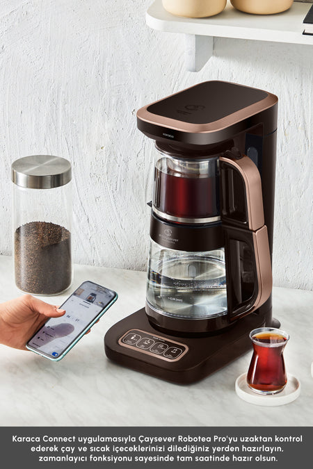 Karaca Tea Lover Robotea Pro Connect 4 in 1 Talking Glass Tea Maker Walnut Brown - MALLTURK