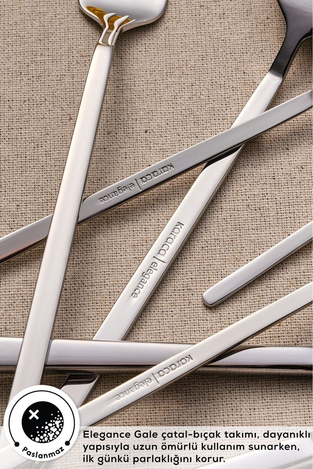 Karaca elegance gale platin 12 Place Setting 84 Piece Flatware Set - MALLTURK