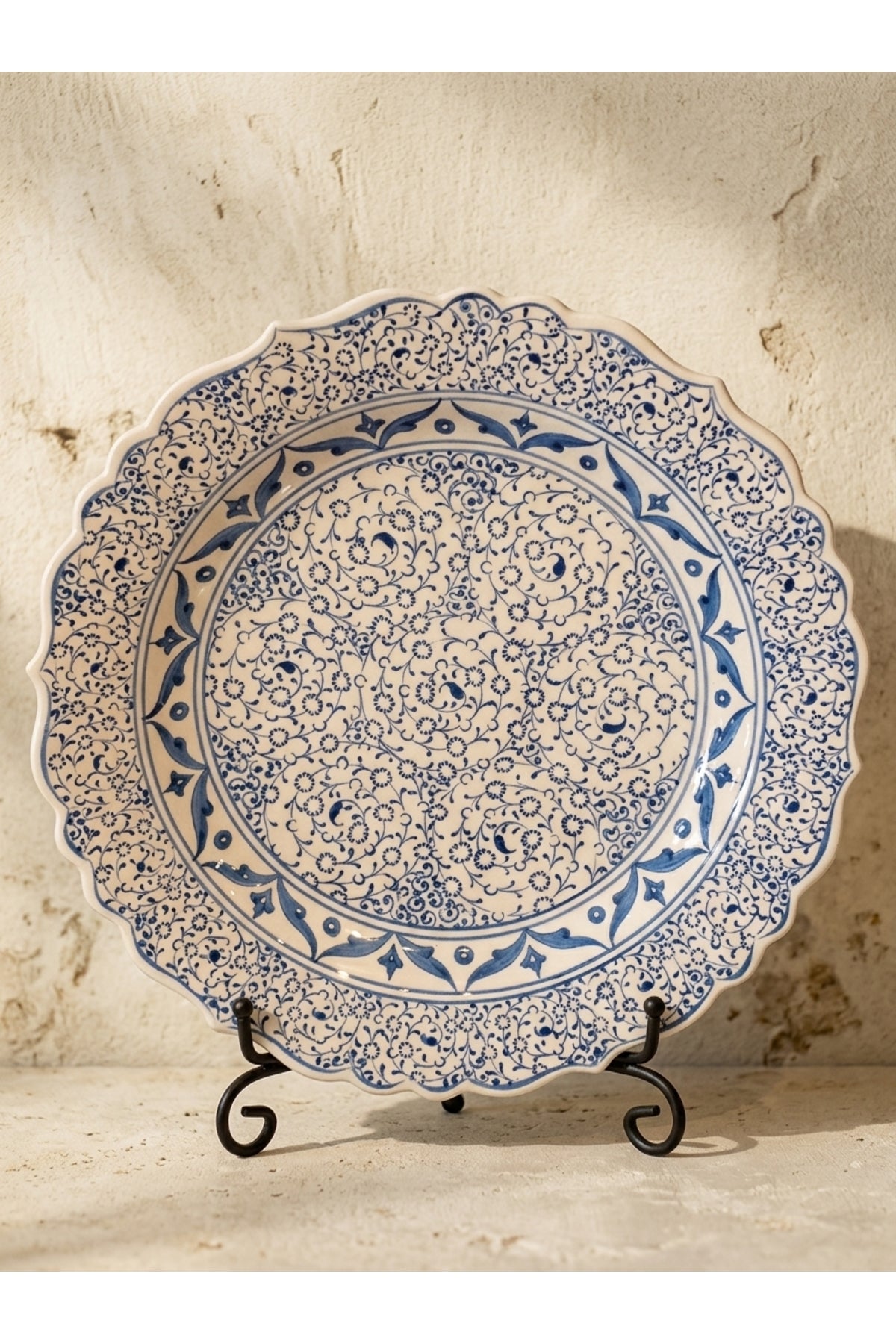 General Brands Traditional Handmade Blue-White Tile Wall Plate Otantik Decorative Ceramic Plate - MALLTURK