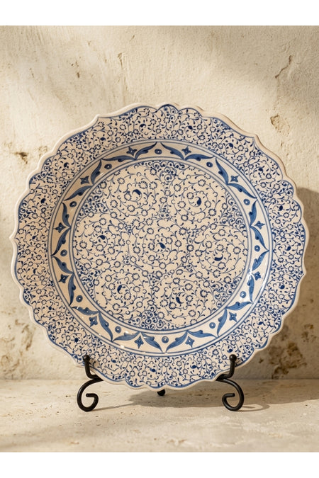 General Brands Traditional Handmade Blue-White Tile Wall Plate Otantik Decorative Ceramic Plate - MALLTURK