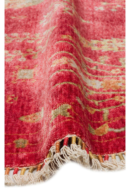 Eko Hali ZARA ZR 08 RED AUTUMN Q Authentic Patterned Special Non-shedding and Easy-to-Clean Tencel Fabric - MALLTURK
