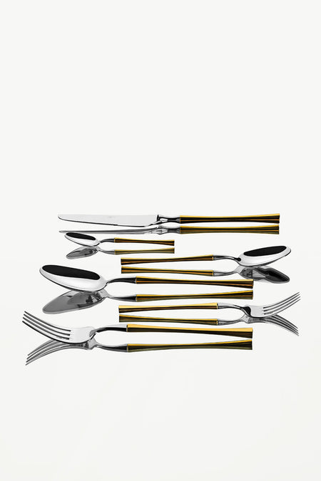 Nehir marbella altin Plain 6 Place Setting 36 Piece Boxed Flatware Set - MALLTURK