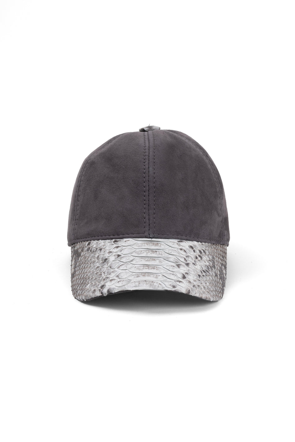 Fubileather Python Leather Suede Detailed Baseball Cap Unisex Gray