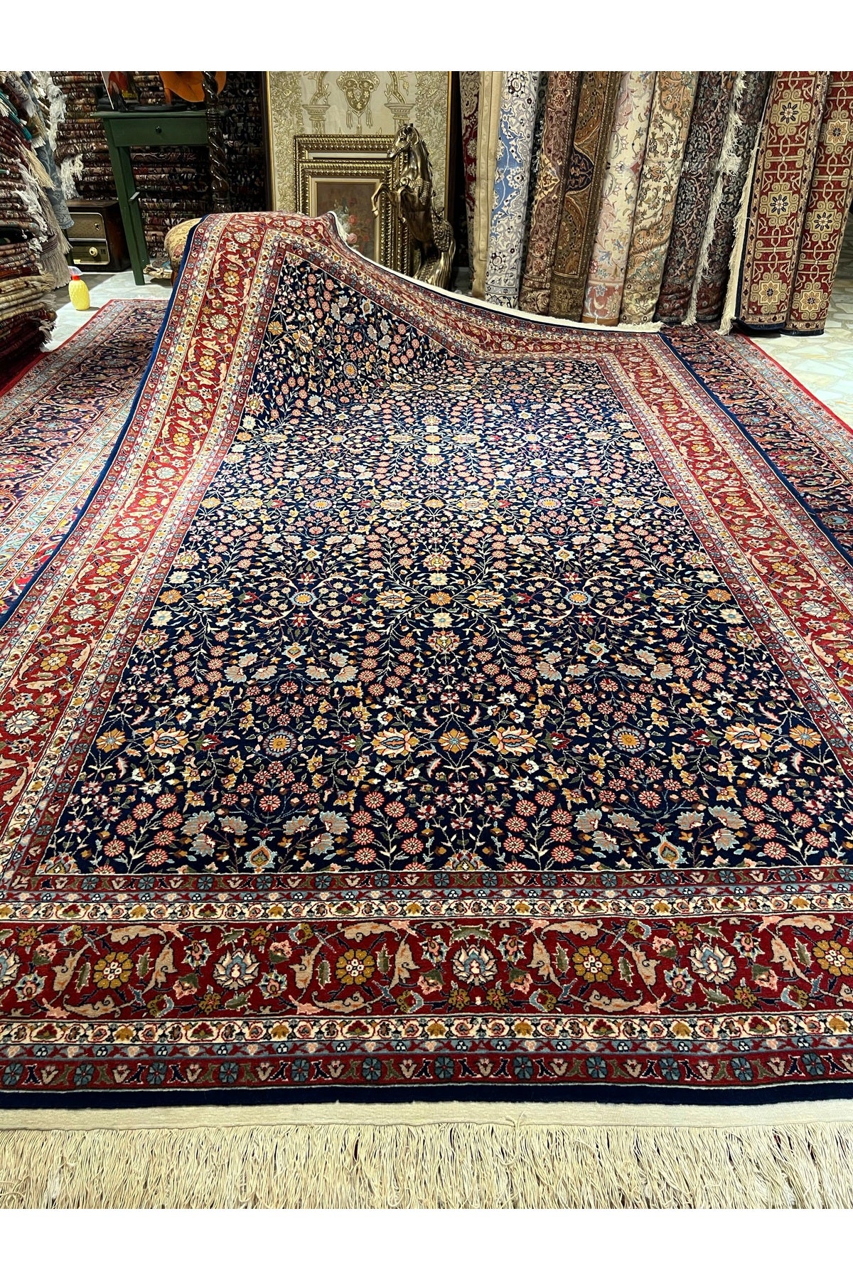 RD RAMAZAN DAG Hand Rug Art Hand-Woven Sumerbank Turkey Hereke Rug Signed Seven Mountains Flower Design Size 325x200 - MALLTURK