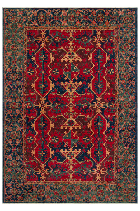 Kalesta Rug Rustik 01 Navy Red Natural Wool ile Ozel Tezgahlarda Hand-Woven Teknikleri ile Uretilen Living Room Rug