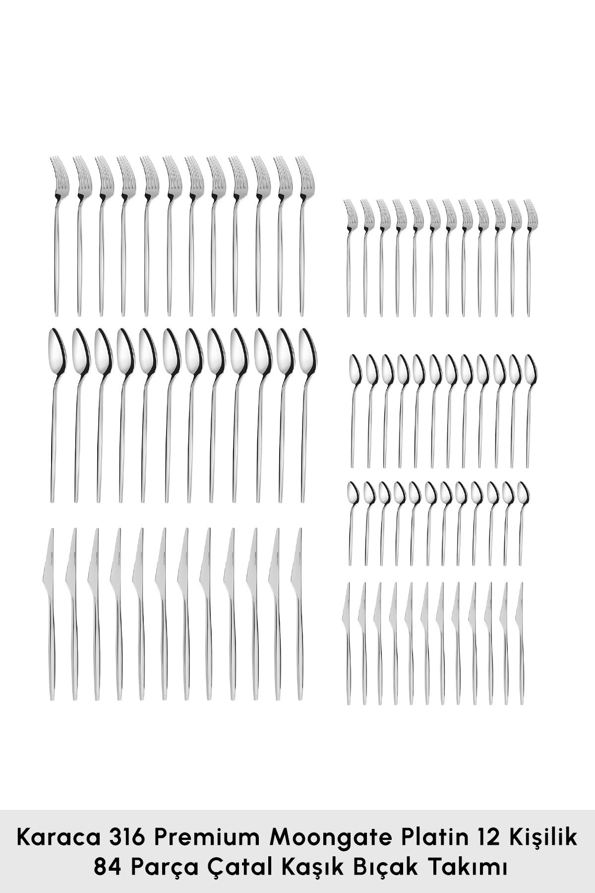 Karaca moongate 84 Piece 12 Place Setting 316 Steel premium Fork Spoon - MALLTURK