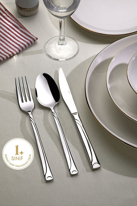 Nehir fiesta Plain 12 Place Setting 84 Piece deri Boxed Flatware Set - MALLTURK