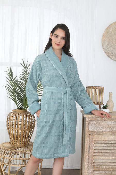 Ozdilek Sadem Organic Spruce Shawl Collar Bathrobe - MALLTURK
