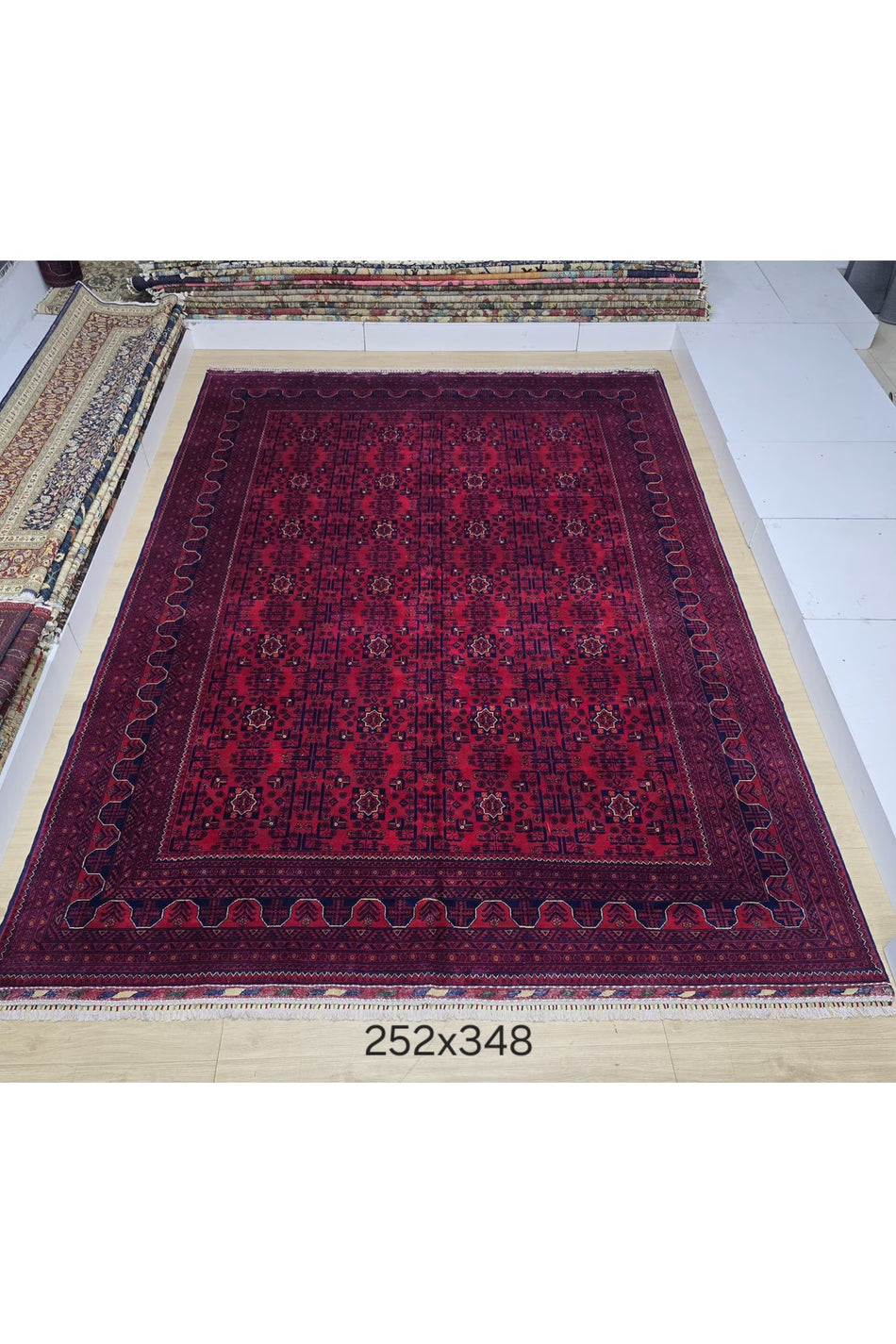 Afghan Handwoven Carpet, Natural Root Dyes, 252x348 cm - MALLTURK