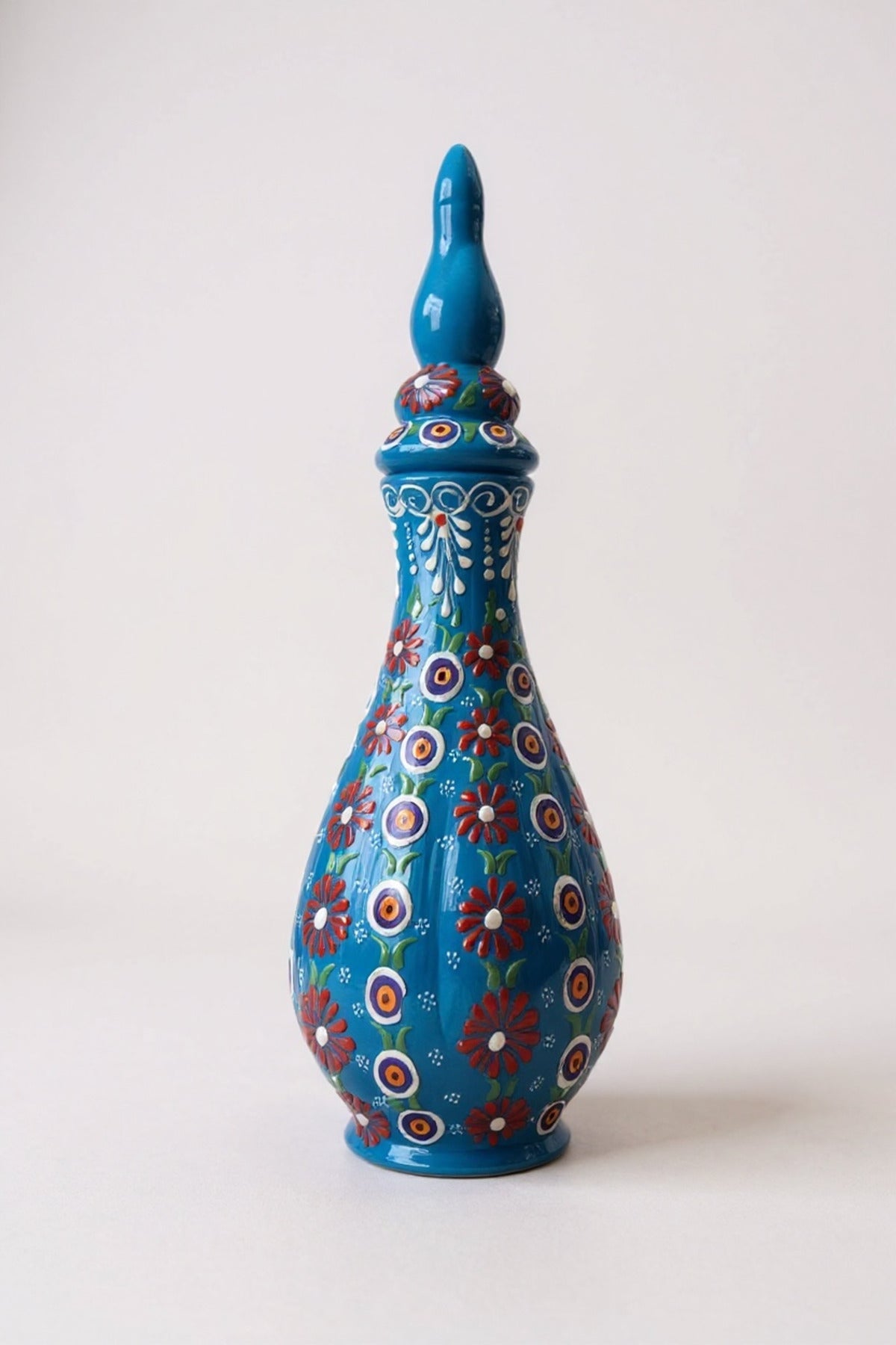 STORESZA Handmade Lace and Evil Eye Bead Craftsmanship 36cm Nightingale's Eye Ceramic Vase - MALLTURK