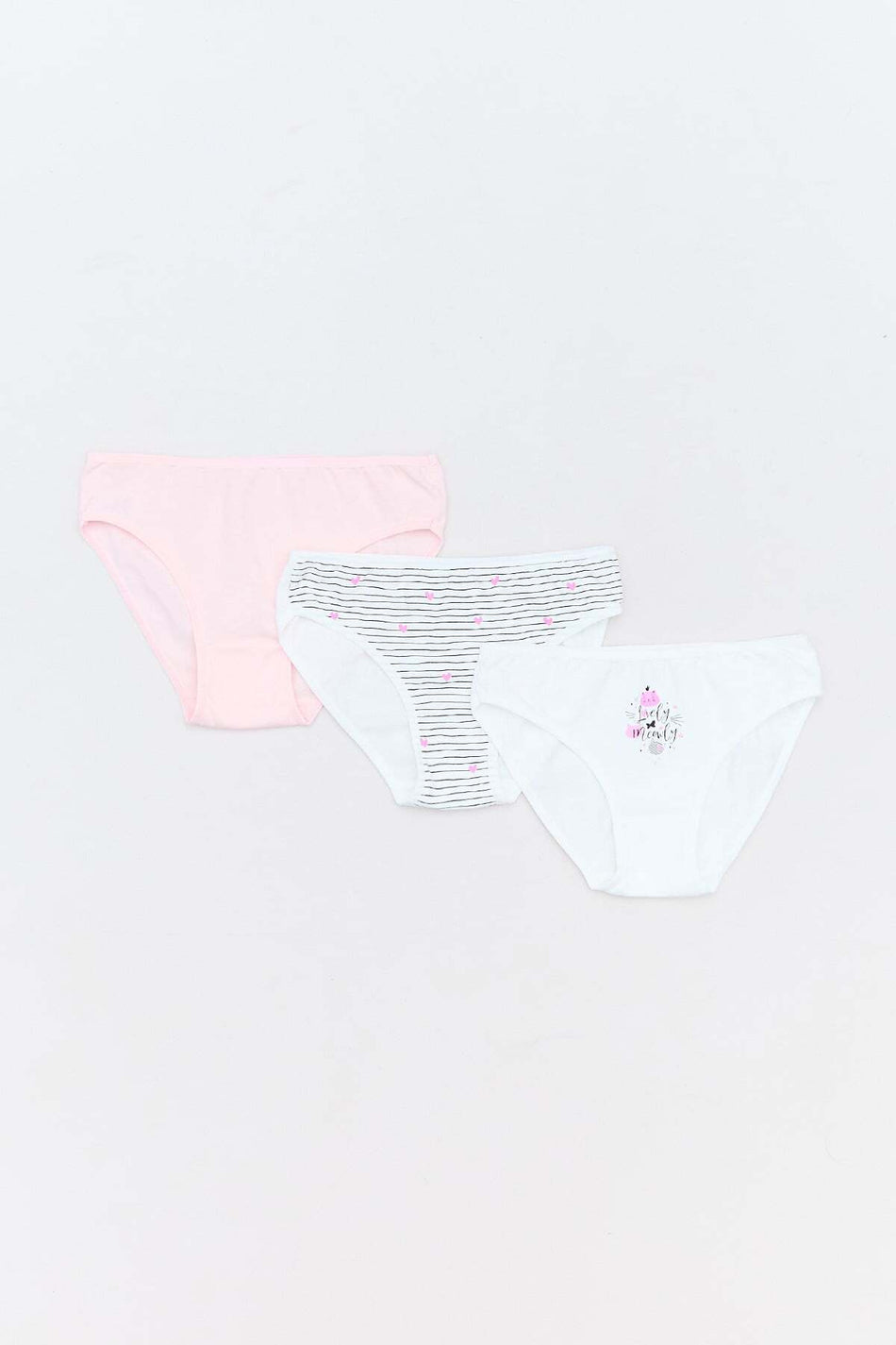 Striped Heart Printed 3-Piece Girls' Panties