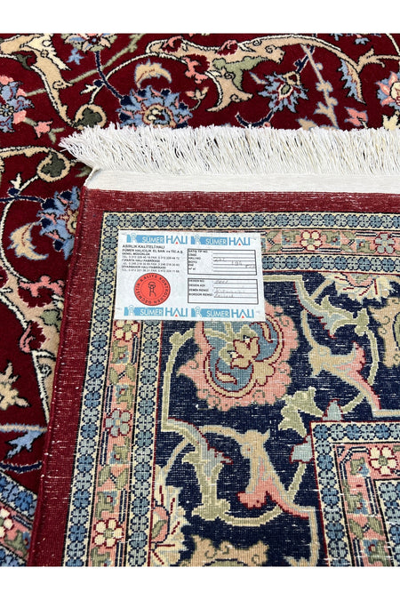 RD RAMAZAN DAG Hand Rug Art Hand-Woven Hereke Rug Signed Polonez Design Premium Quality Red Accent Size 272x194 - MALLTURK