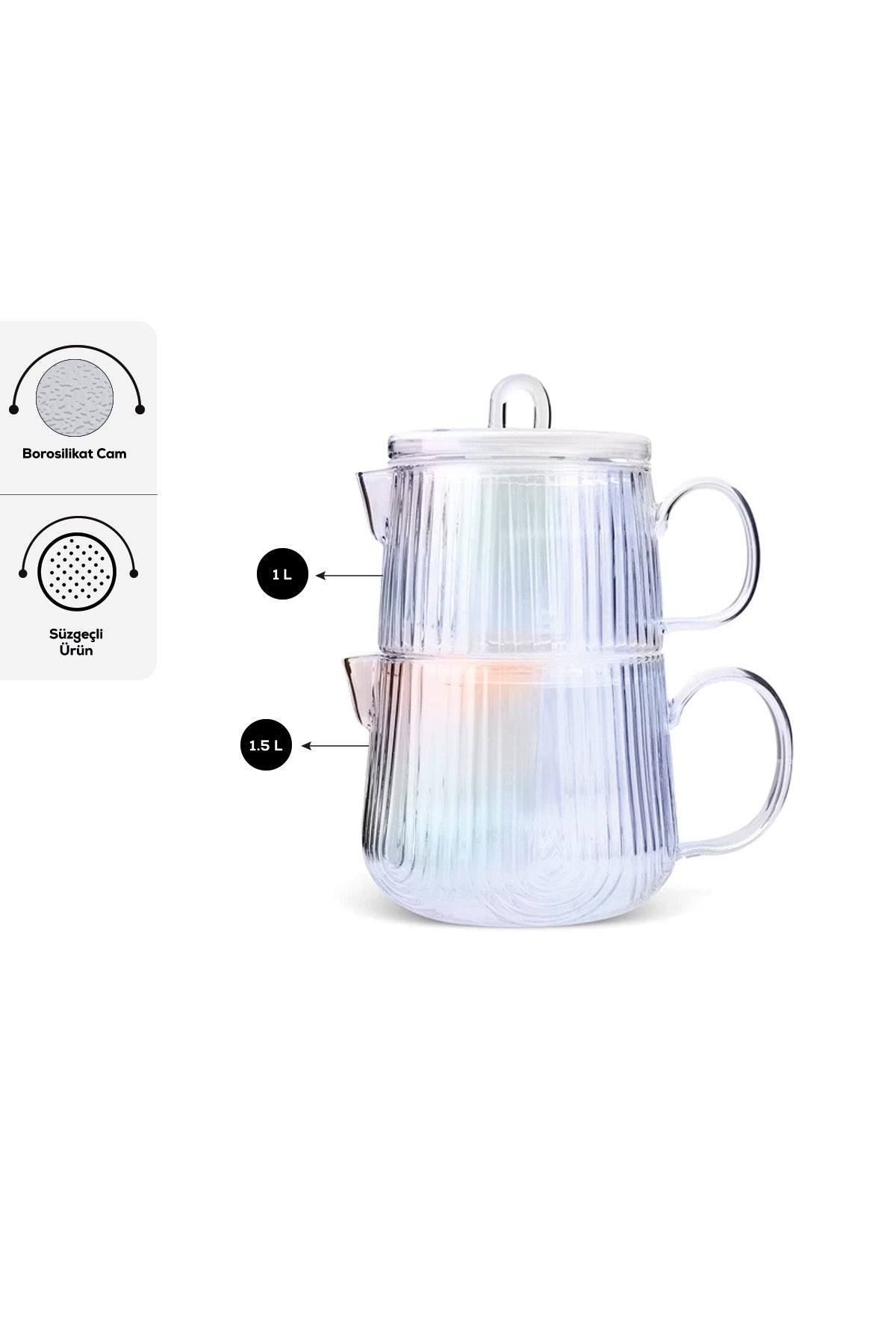 Karaca Aqualine Borosilicate Glass Midi Teapot - Luster - MALLTURK