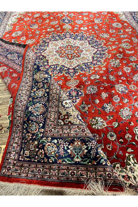 RD RAMAZAN DAG Hand Rug Art Hand-Woven Iranian Kum Rug Pure Silk Collector Piece Size 295x195