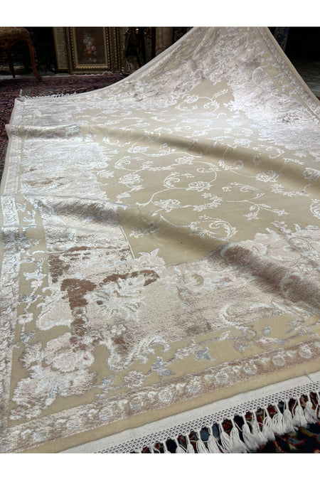 RD RAMAZAN DAG Hand Rug Art Hand-Woven Silk Blend Usak Rug Special Weave Size 300x200 - MALLTURK