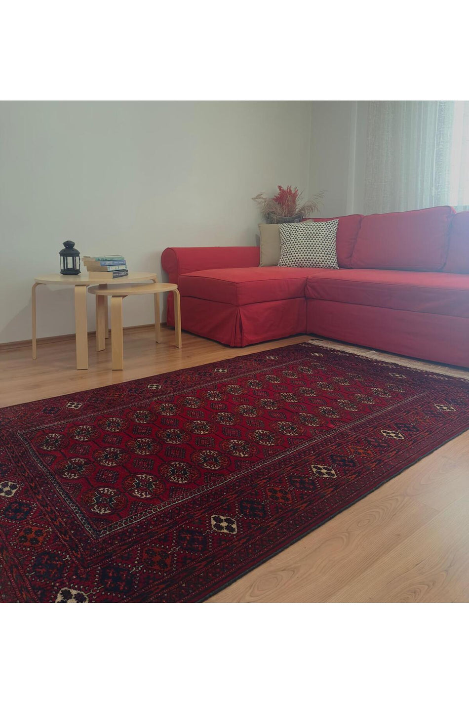 Anatolia Looms Hand-Woven Tekke Buhara Turkmen Rug Red Ground, Classic Gul Motif
