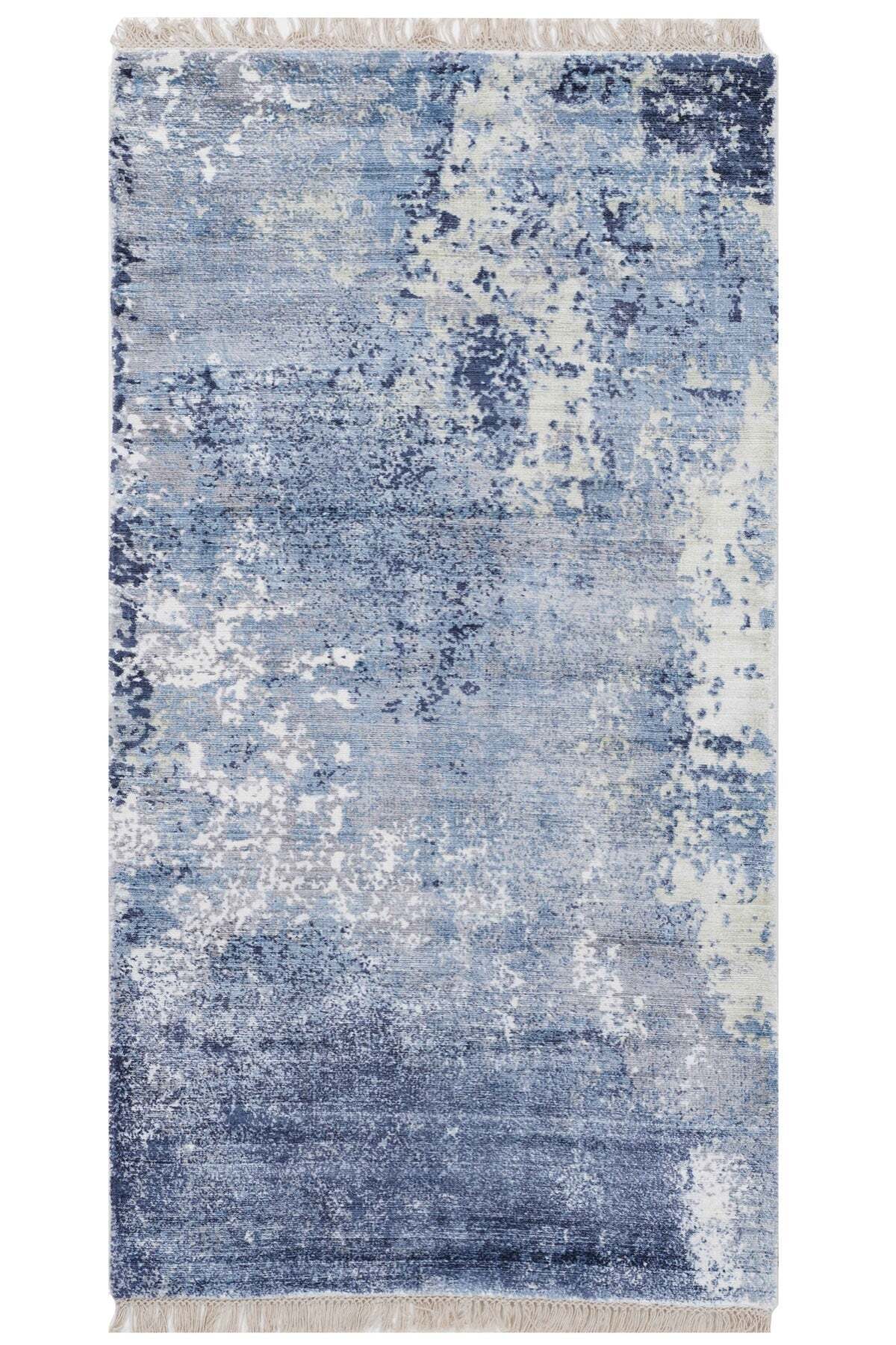 Naar Hali Erase KC 303 Blue Modern Handwoven Bamboo Living Room Rug - MALLTURK
