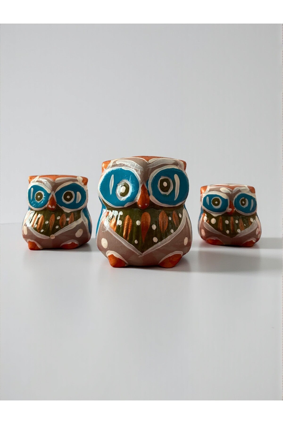 YOOS Handmade Brush Craftsmanship Ceramic 3-Piece Owl Set - MALLTURK
