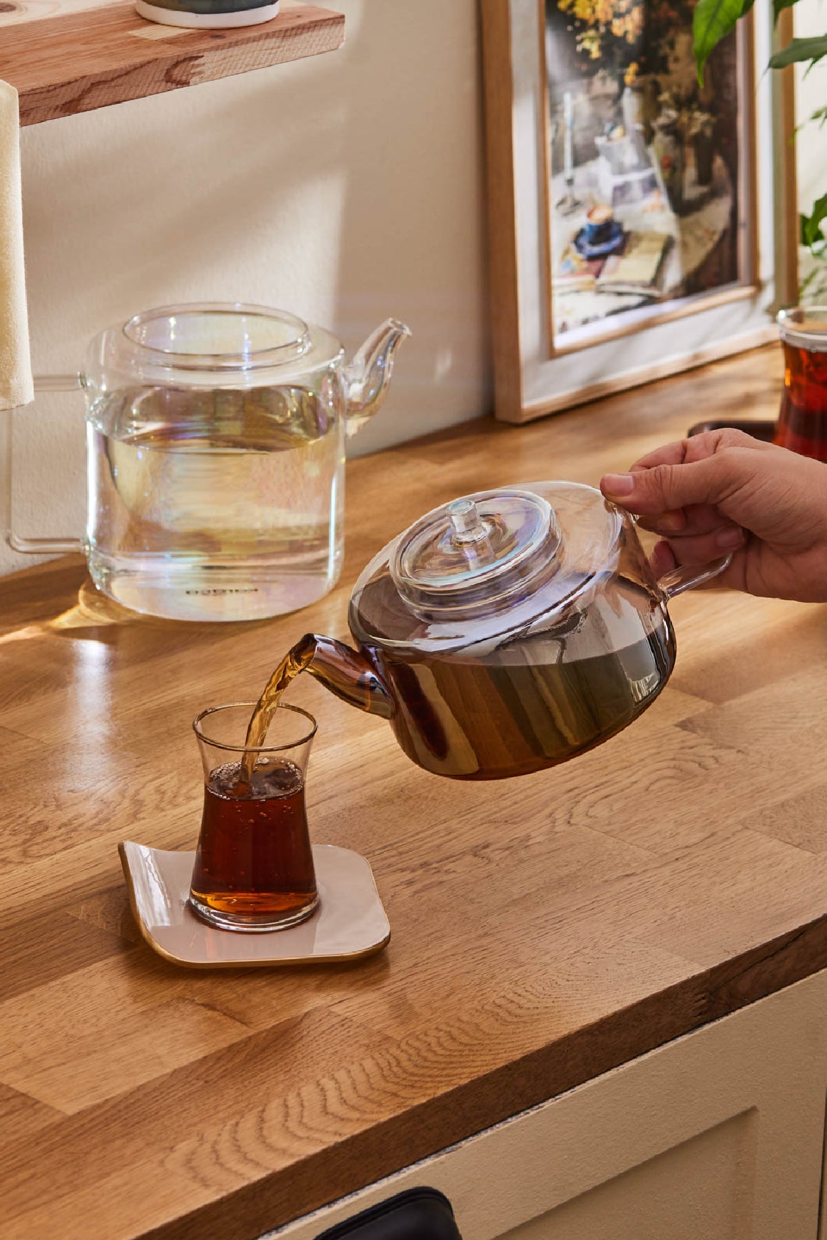 Karaca Flat Borosilicate Glass Midi Teapot Luster - MALLTURK