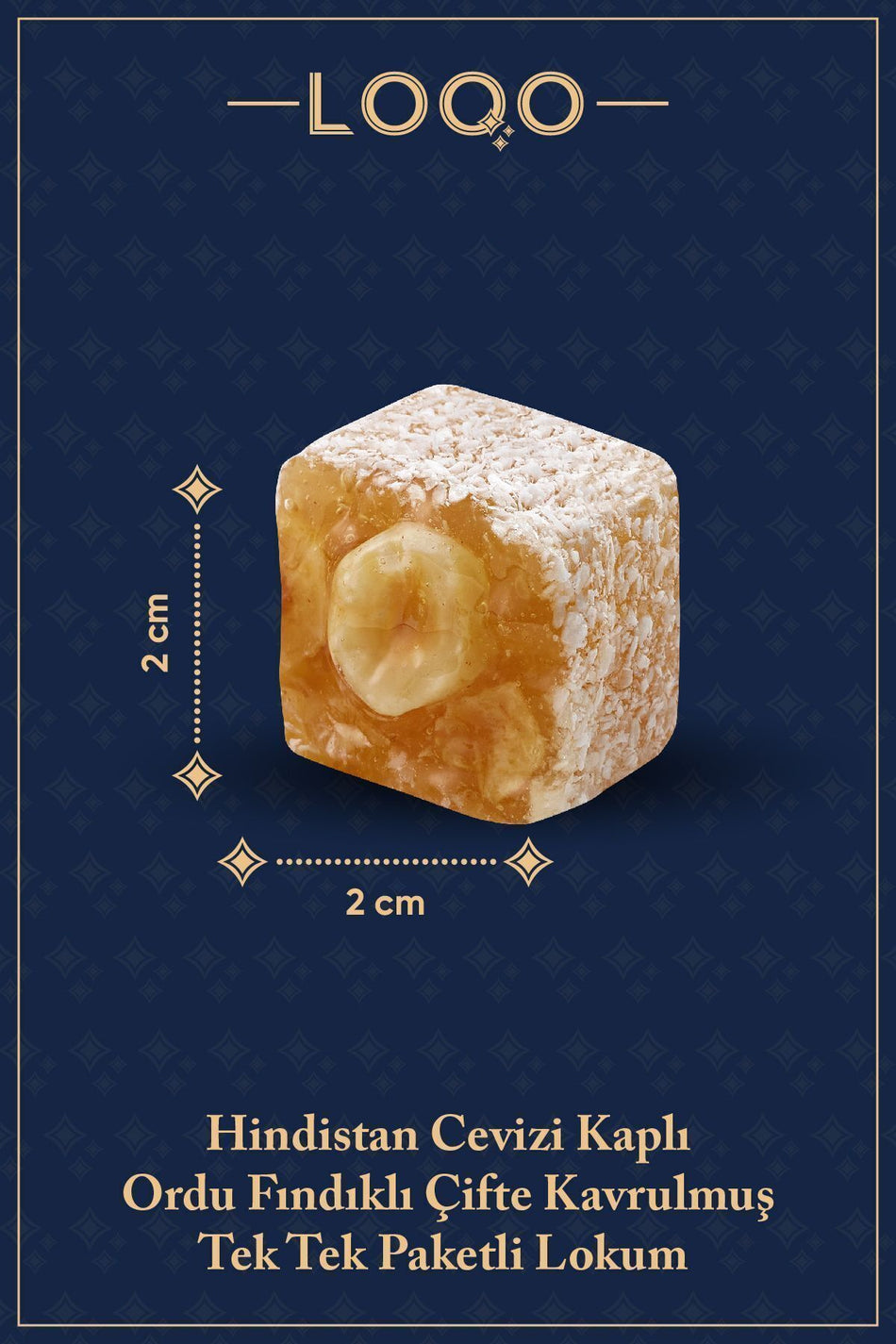 LOQO bol Hazelnut 50 Double Roasted Turkish Delight 1 kg tek tek paketli 1002