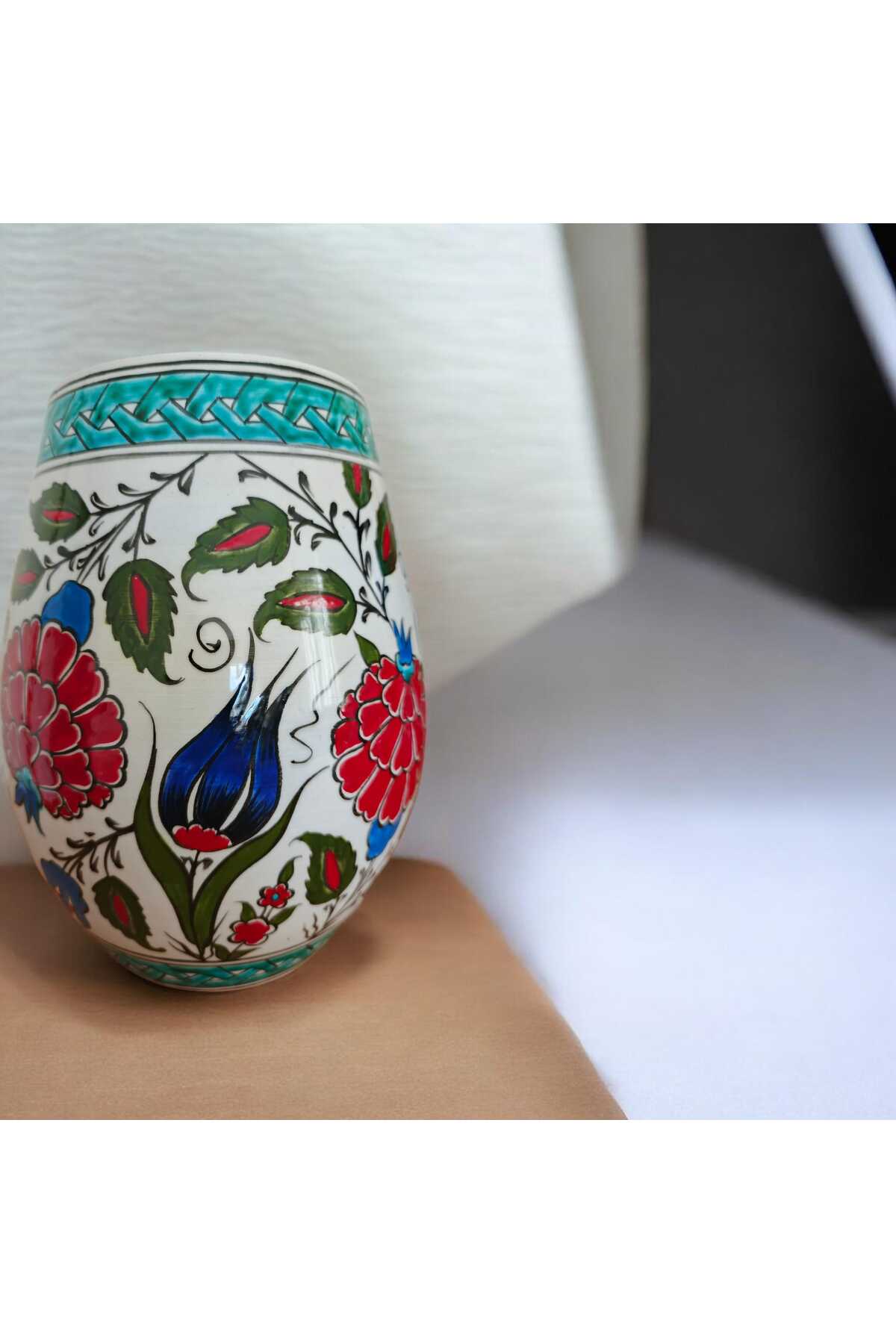 Sema Cini Handmade Ceramic 20 cm Vase Red - MALLTURK