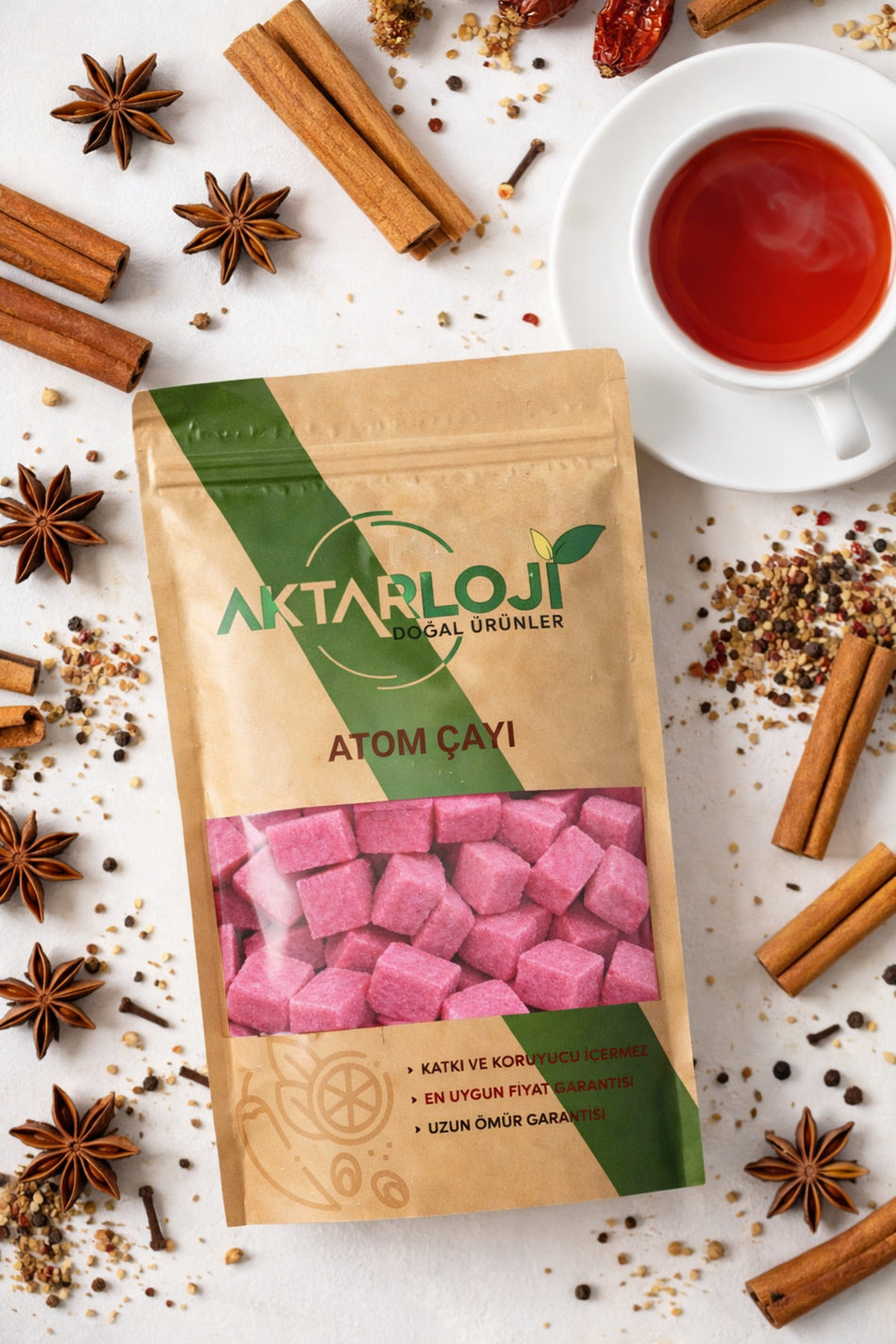 Aktarloji 200g Cinnamon Atom Tea / Ready-to-Use Winter Tea in Cube Form