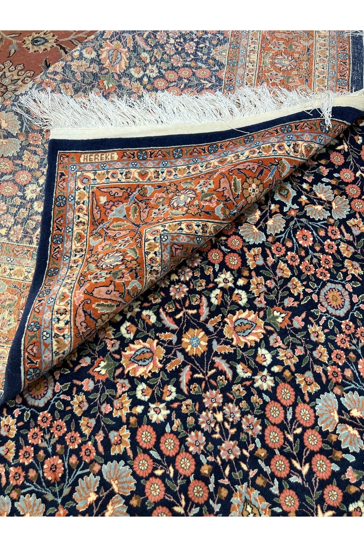 RD RAMAZAN DAG Hand Rug Art Hand-Woven Hereke Rug Imzalidir Seven Mountains Flower Design Premium Quality Natural Dye Size 320x2 - MALLTURK