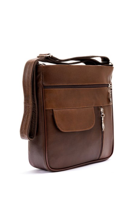Fubileather Genuine Leather Everyday Multi-Compartment Strapped Shoulder Bag