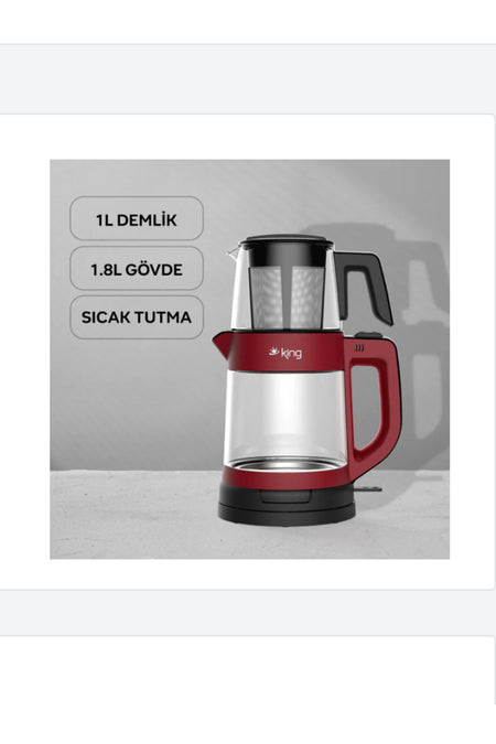 King TEA PRO KCM330 Glass Tea Maker Red - MALLTURK