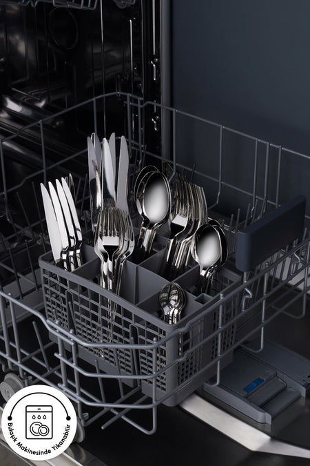 Karaca elegance nil platin 12 Place Setting 84 Piece Flatware Set - MALLTURK