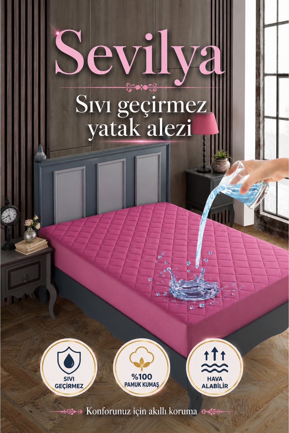 sevilya Waterproof Cotton Quilted Mattress Protector - MALLTURK