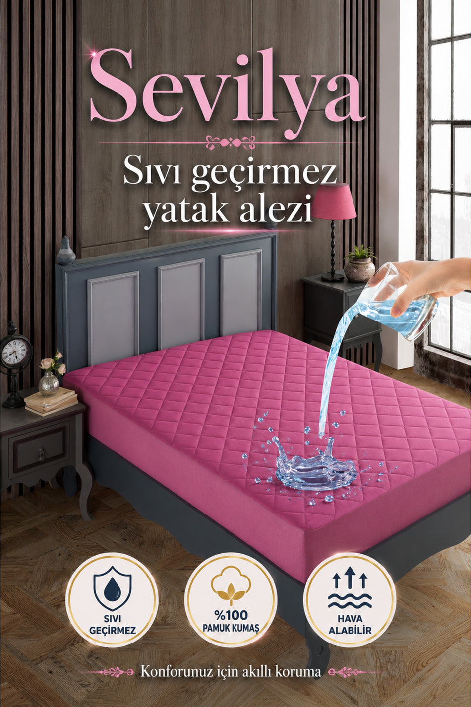 sevilya Waterproof Cotton Quilted Mattress Protector - MALLTURK
