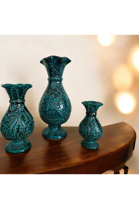 Sema Cini Handmade Ceramic 3-Piece Hyacinth Vase Set - MALLTURK