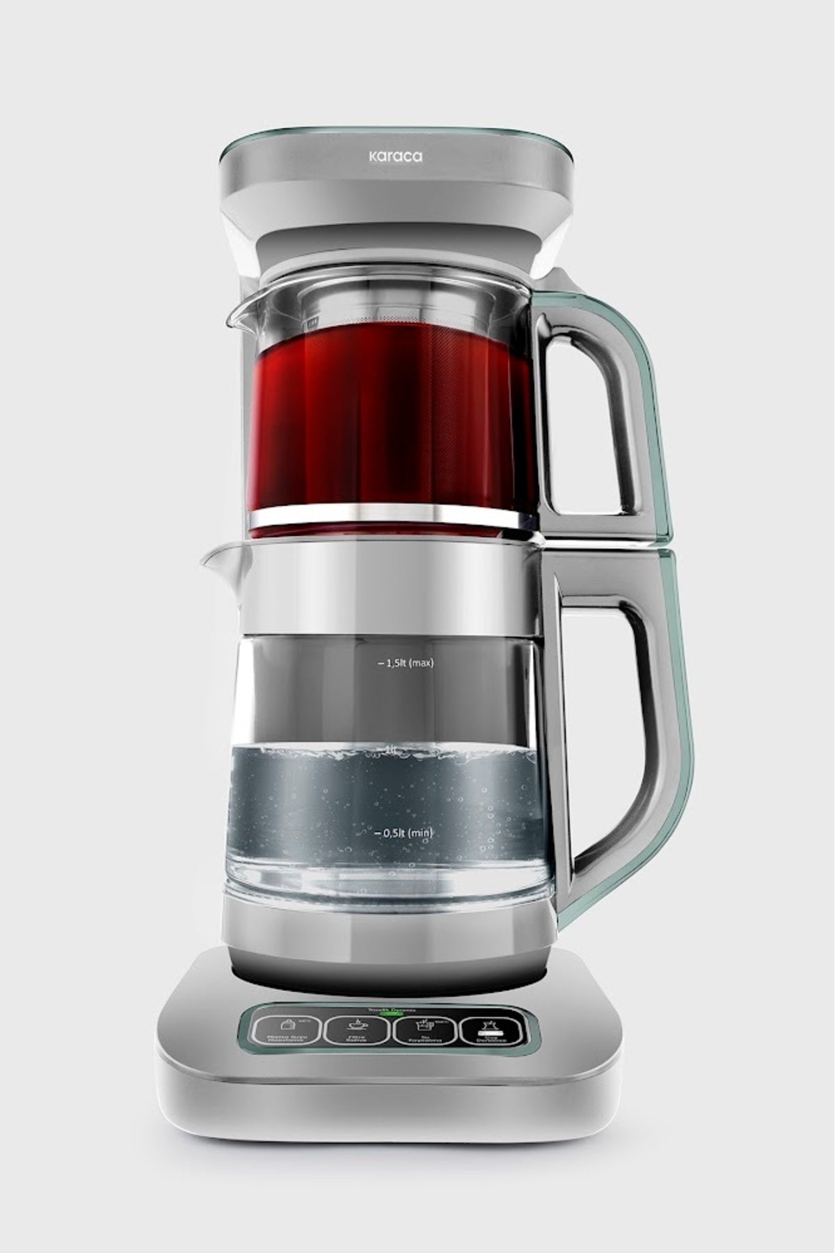 Karaca Tea Lover Robotea Pro 4 in 1 Talking Glass Tea Maker Soft Green - MALLTURK