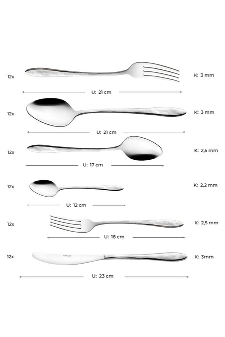 Emsan akasya 72 Piece 12 Place Setting Boxed Flatware Set - MALLTURK