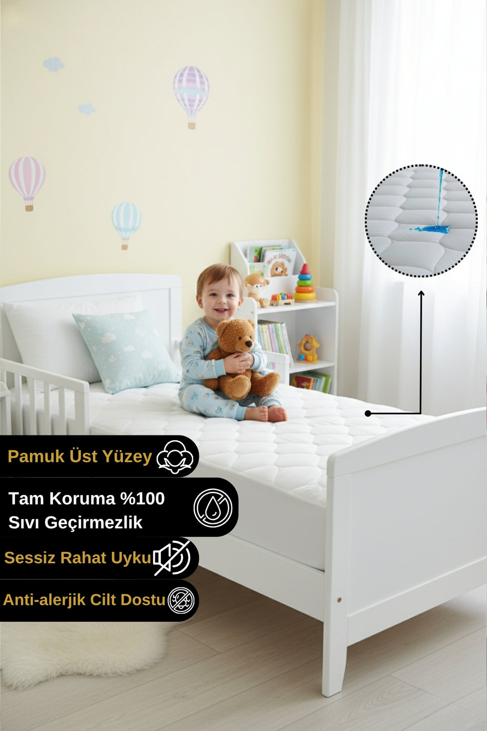 Senpai Waterproof Cotton Quilted Baby & Kids Mattress Protector - MALLTURK
