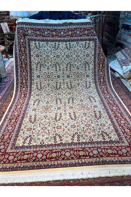 RD RAMAZAN DAG Hand Rug Art Hand-Woven Sumerbank Hereke Rug Signed Seven Mountains Flower Premium Quality Size 300x200 - MALLTURK