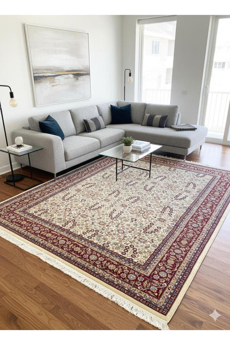 RD RAMAZAN DAG Hand Rug Art Hand-Woven Sumerbank Hereke Rug Signed Seven Mountains Flower Premium Quality Size 300x200 - MALLTURK