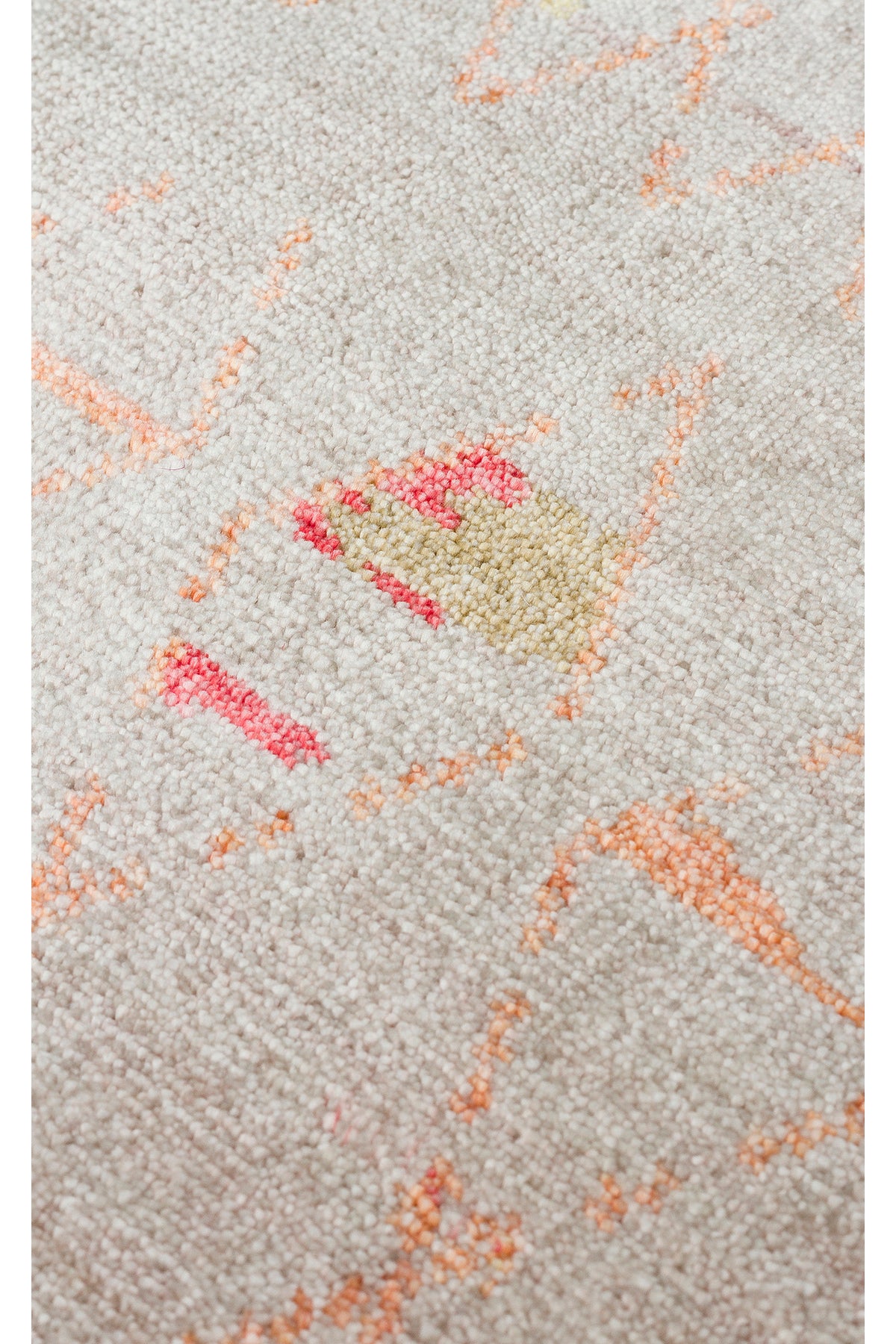 Vog Hali Efsun Handmade Beige Lyocell Special Loom Ethnic Usak Pattern Fringed Living Room Carpet - MALLTURK