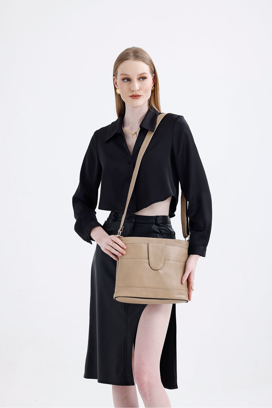 Fubileather Women's Crossbody Mink Genuine Leather Crossbody Messenger Bag