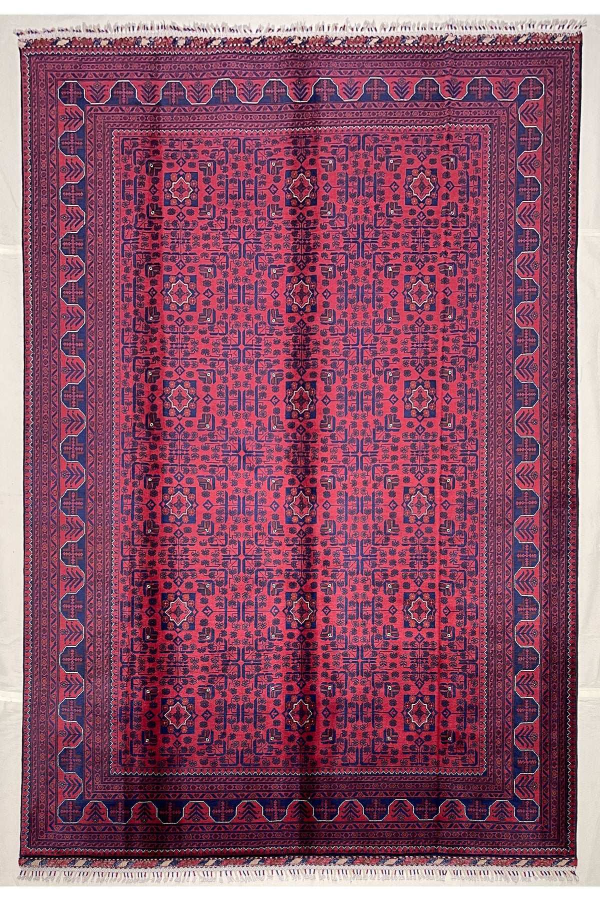 Afghan Rug Hand-Woven 6 Meter 100% Wool Natural Dye Handicraft ile Harika Yildiz Design