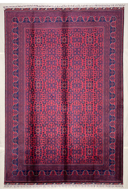 Afghan Rug Hand-Woven 6 Meter 100% Wool Natural Dye Handicraft ile Harika Yildiz Design