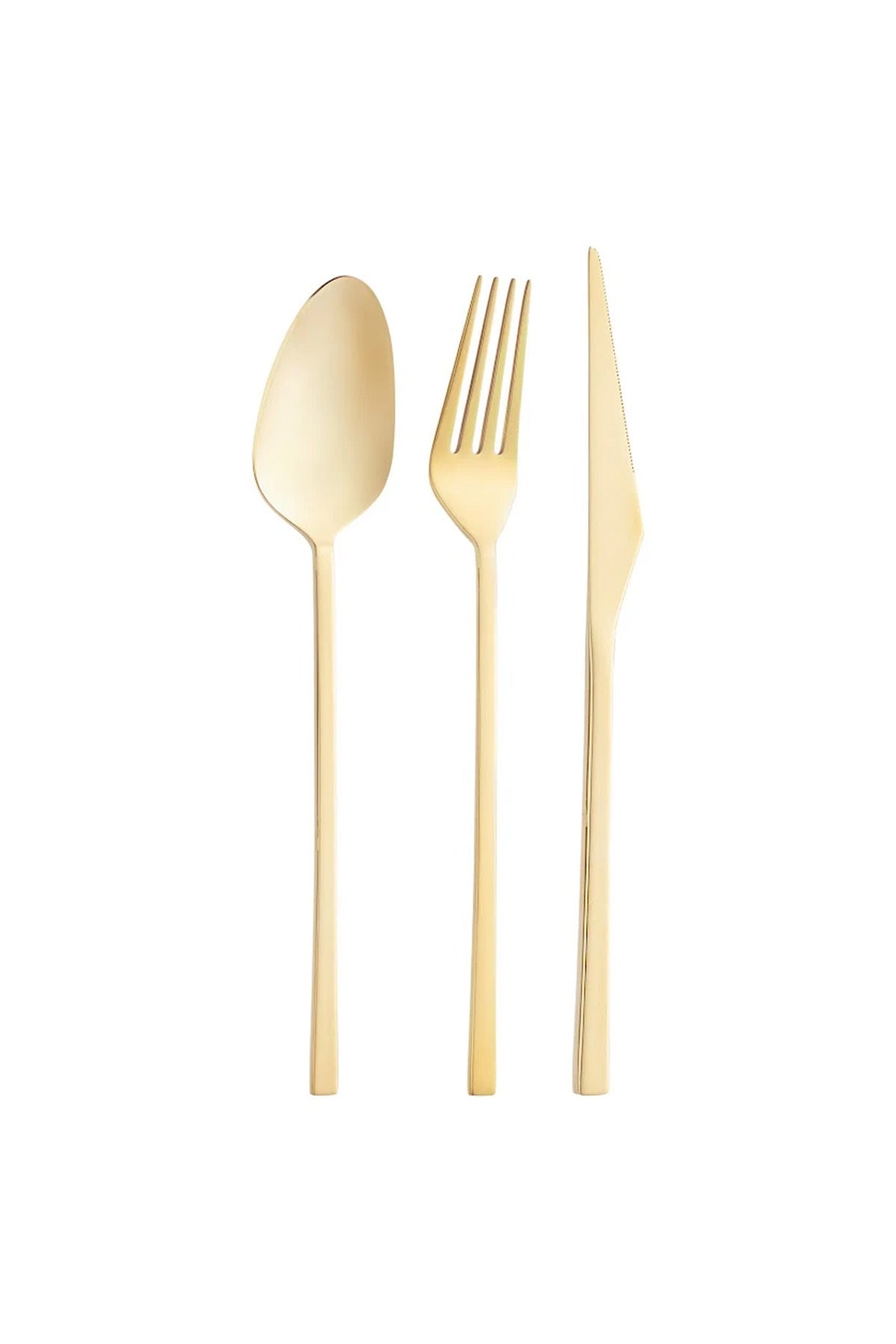 Emsan alba 18 Piece 6 Place Setting parlak gold tatli Boxed Flatware Set - MALLTURK